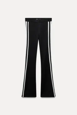 ZARA Winter Layersnew|Calças^LEGGINGS À BOCA DE SINO COM FAIXA LATERAL Preto