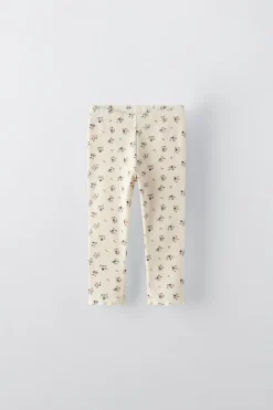 LEGGINGS COM NERVURAS E FLORES-ZARA Hot