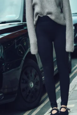 ZARA Winter Layersnew|Calças^LEGGINGS DE CINTURA LARGA Preto