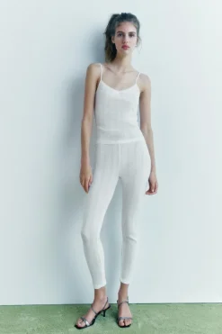 ZARA Calças|Lingerie^LEGGINGS POINTELLE Branco
