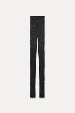 ZARA Calças|Lingerie^LEGGINGS REDE SEM COSTURAS COM FIO METALIZADO Cinzento-antracito