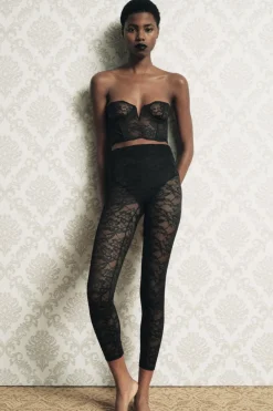 ZARA Calças|Lingerie^LEGGINGS RENDA Preto