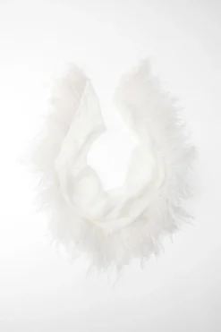 ZARA Acessórios / Bijuteria|Lingerie^LENÇO DE VISCOSE COM PENAS Branco