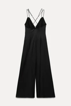 ZARA Vestidos^MACACÃO AMPLO FOLHOS Preto