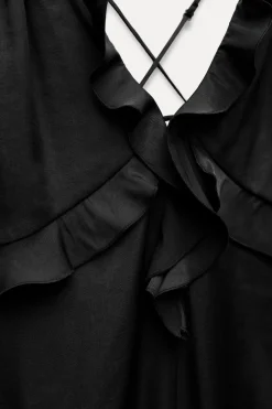 ZARA Vestidos^MACACÃO AMPLO FOLHOS Preto