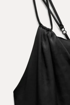 ZARA Vestidos^MACACÃO AMPLO FOLHOS Preto