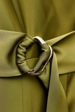 ZARA Vestidos^MACACÃO ASSIMÉTRICO ACETINADO Verde-azeitona