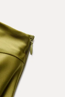 ZARA Vestidos^MACACÃO ASSIMÉTRICO ACETINADO Verde-azeitona