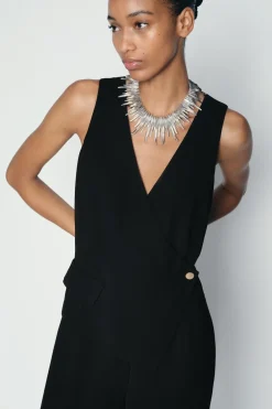 ZARA Vestidos^MACACÃO COLETE ASSIMÉTRICO Preto