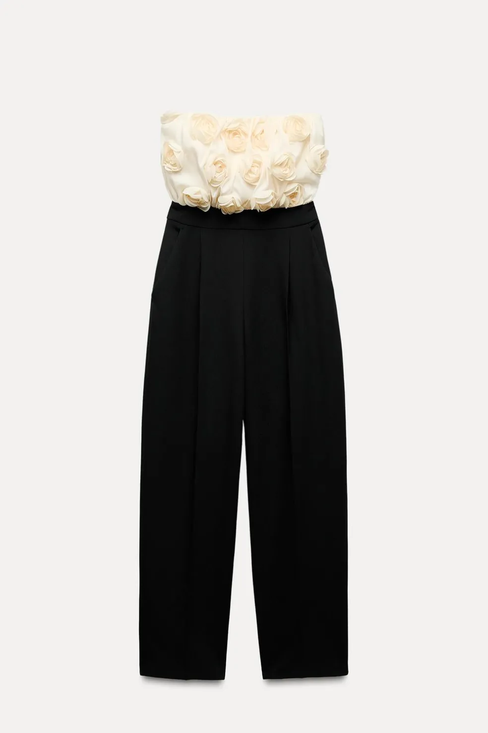 ZARA Vestidos^MACACÃO COMBINADO ESTRUTURA FLORES Cru