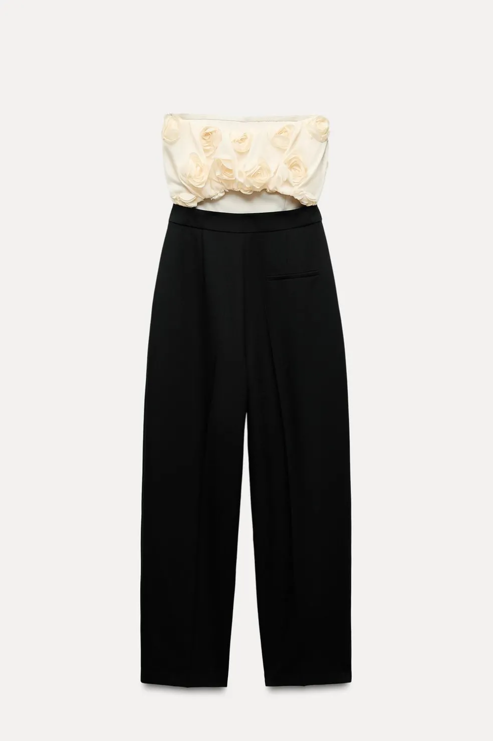 ZARA Vestidos^MACACÃO COMBINADO ESTRUTURA FLORES Cru