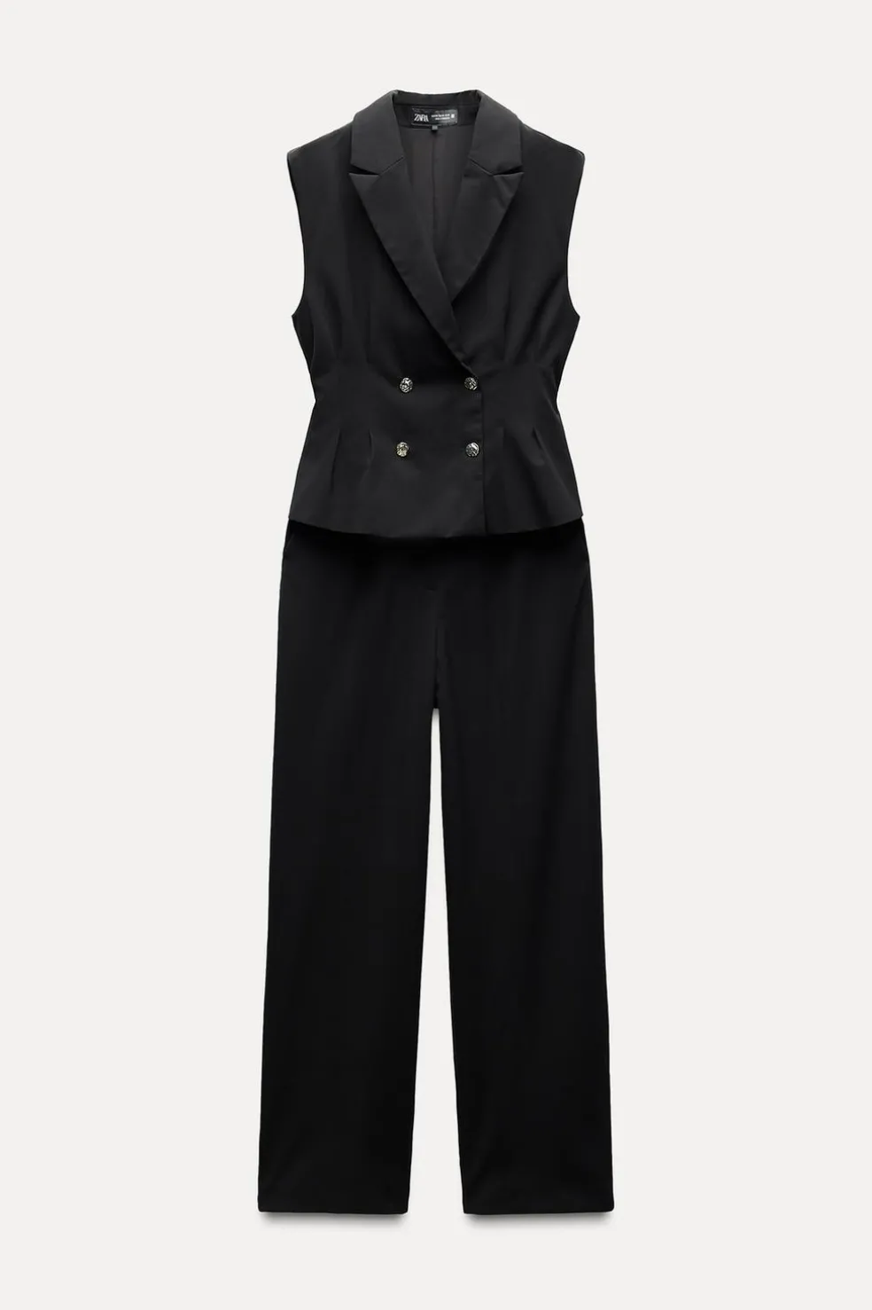 ZARA Vestidos^MACACÃO COMBINADO LARGO Preto