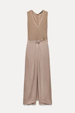 ZARA Vestidos^MACACÃO COMBINADO PAREO Castanho / Toupeira