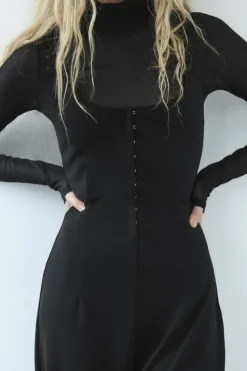 ZARA Vestidos^MACACÃO COMPRIDO ALÇAS Preto