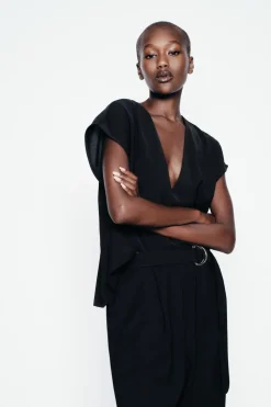 ZARA Vestidos^MACACÃO COMPRIDO CINTO Preto