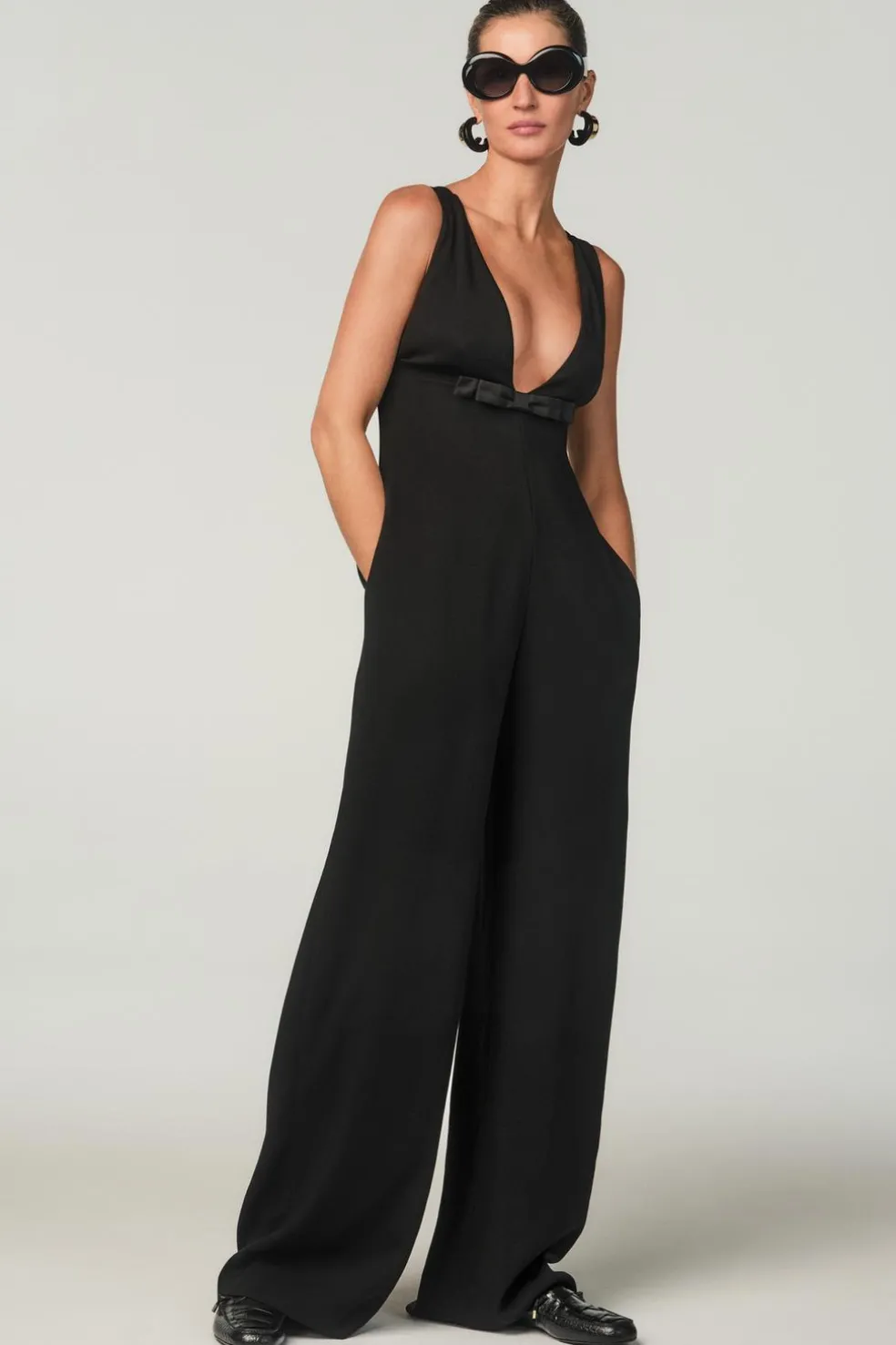 ZARA Vestidos^MACACÃO COMPRIDO COM LAÇO X STEFANO PILATI Preto