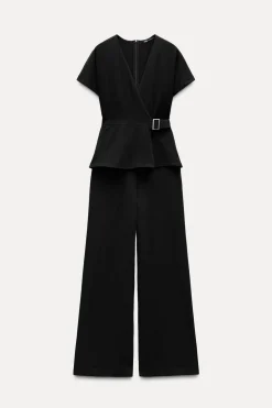 ZARA Vestidos^MACACÃO COMPRIDO COMBINADO COM FIVELA Preto
