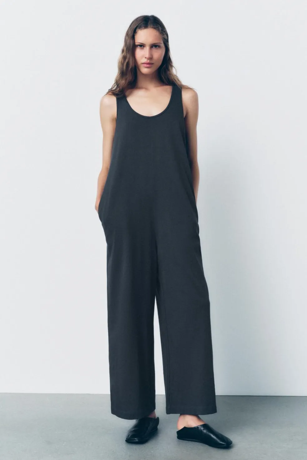 ZARA Vestidos^MACACÃO COMPRIDO DE ALGODÃO Chumbo
