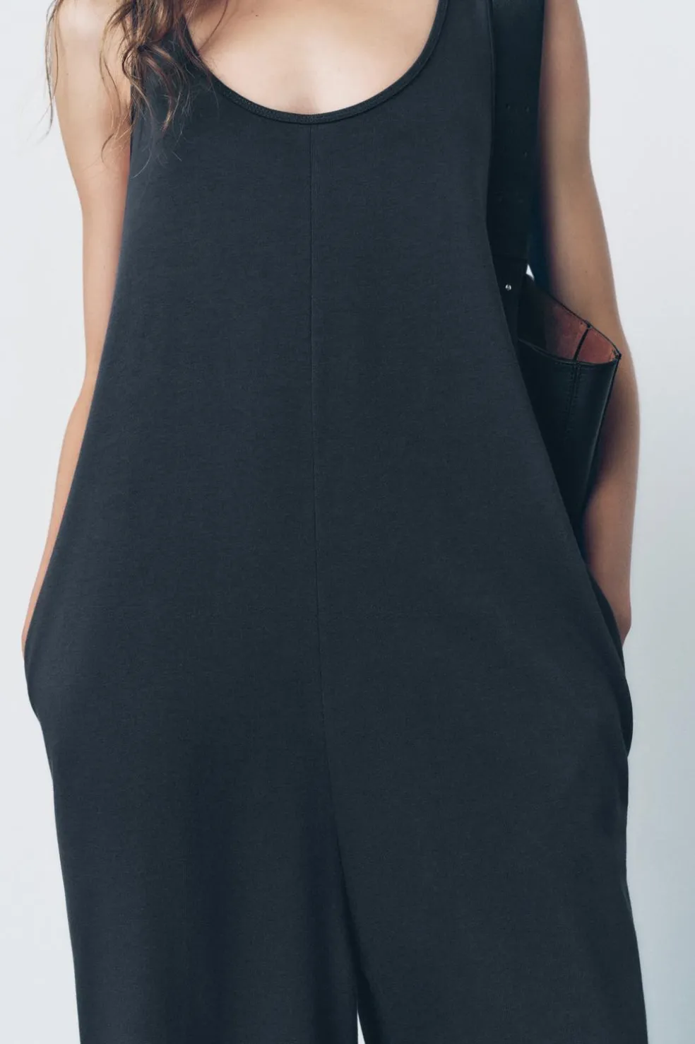ZARA Vestidos^MACACÃO COMPRIDO DE ALGODÃO Chumbo