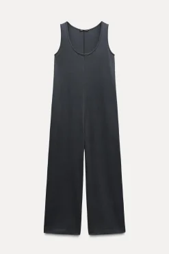 ZARA Vestidos^MACACÃO COMPRIDO DE ALGODÃO Chumbo