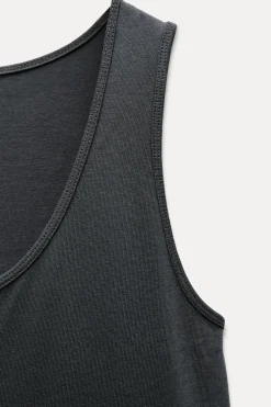 ZARA Vestidos^MACACÃO COMPRIDO DE ALGODÃO Chumbo