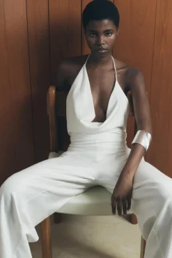 ZARA Vestidos^MACACÃO COMPRIDO DE ESTILO RÚSTICO Branco-marfim
