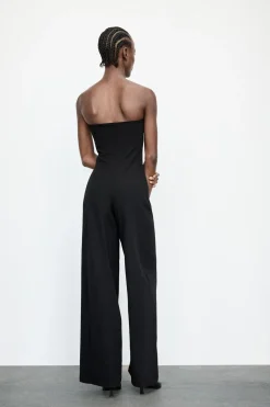 ZARA Vestidos^MACACÃO COMPRIDO DECOTE CAICAI Preto