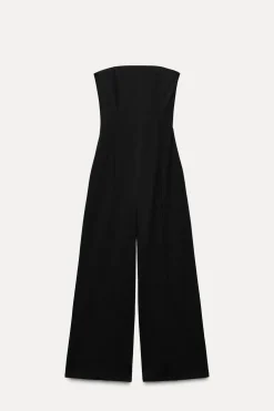 ZARA Vestidos^MACACÃO COMPRIDO DECOTE CAICAI Preto
