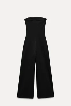 ZARA Vestidos^MACACÃO COMPRIDO DECOTE CAICAI Preto