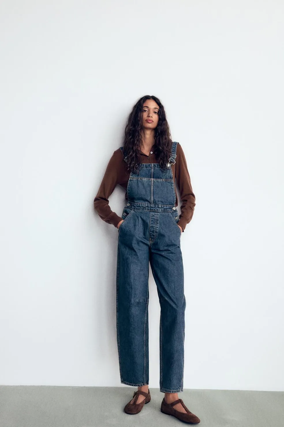 ZARA Vestidos^MACACÃO COMPRIDO DENIM TRF BAGGY Azul-marinho