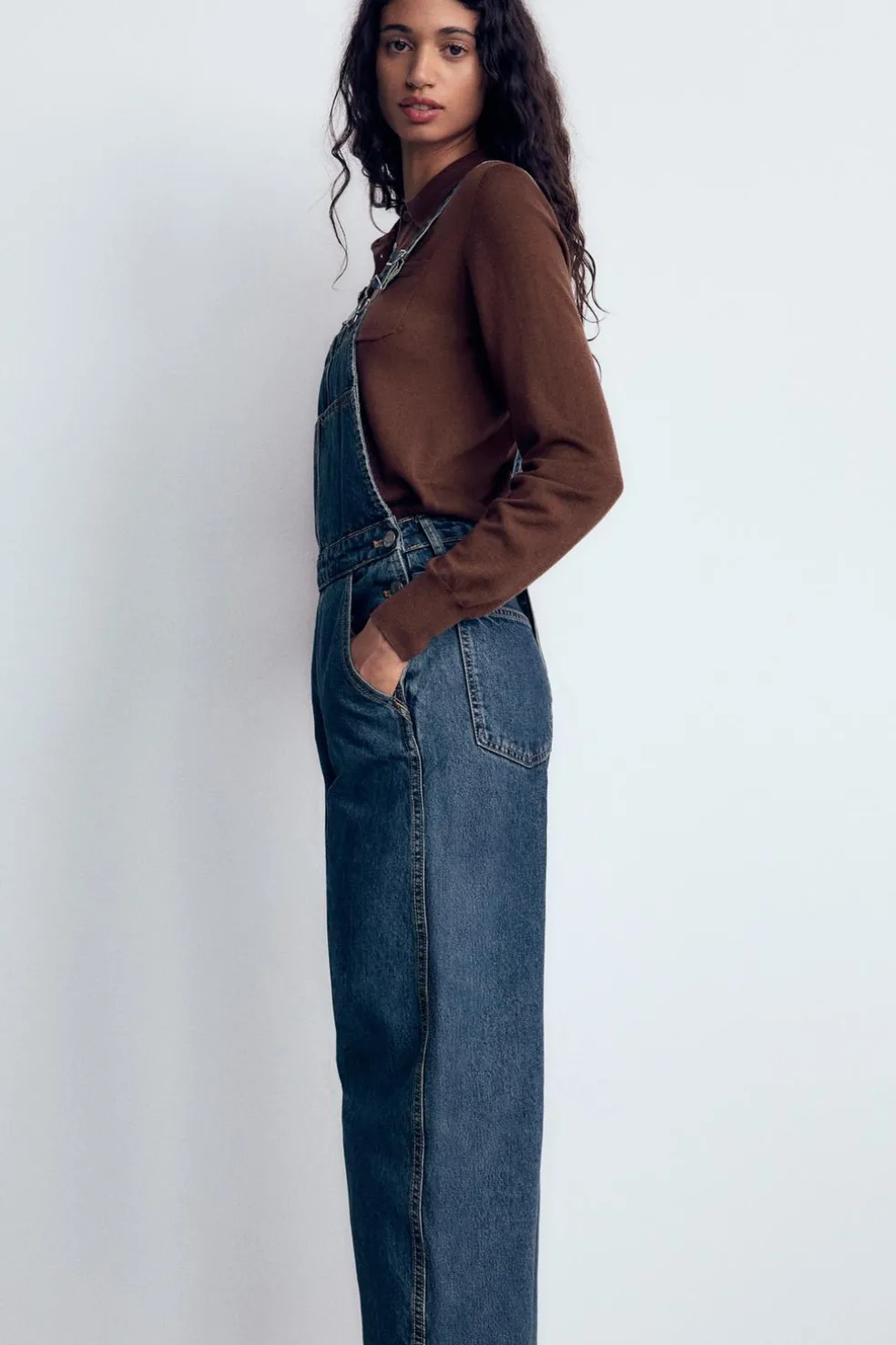 ZARA Vestidos^MACACÃO COMPRIDO DENIM TRF BAGGY Azul-marinho