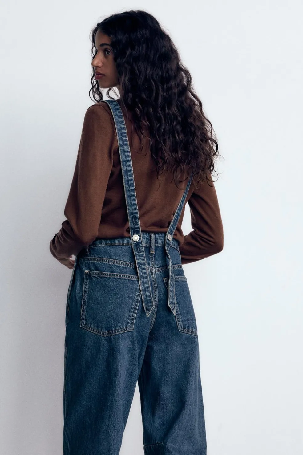 ZARA Vestidos^MACACÃO COMPRIDO DENIM TRF BAGGY Azul-marinho
