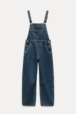 ZARA Vestidos^MACACÃO COMPRIDO DENIM TRF BAGGY Azul-marinho