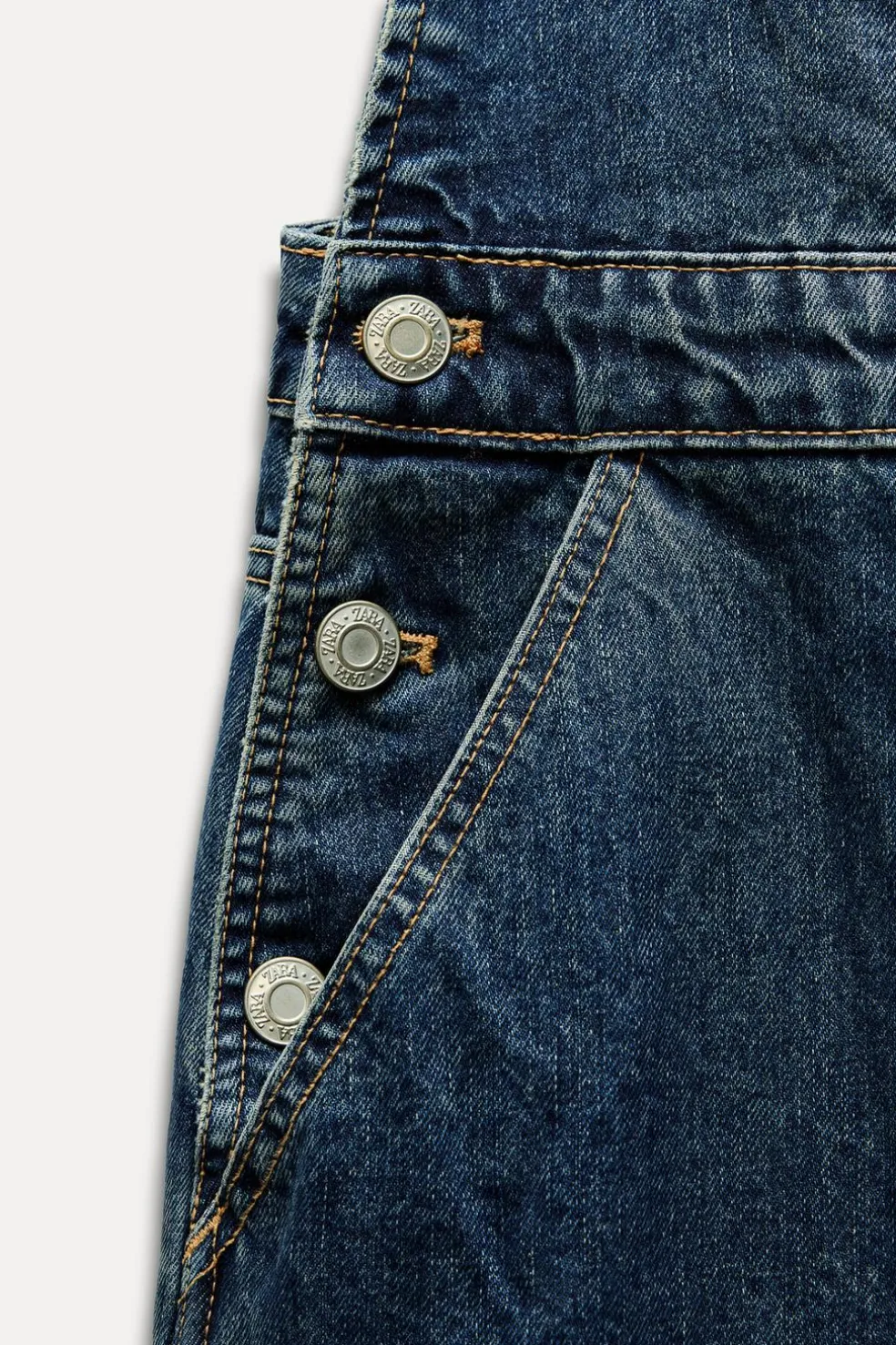 ZARA Vestidos^MACACÃO COMPRIDO DENIM TRF BAGGY Azul-marinho