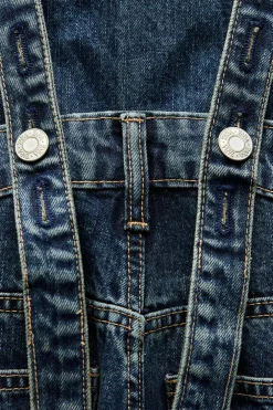 ZARA Vestidos^MACACÃO COMPRIDO DENIM TRF BAGGY Azul-marinho