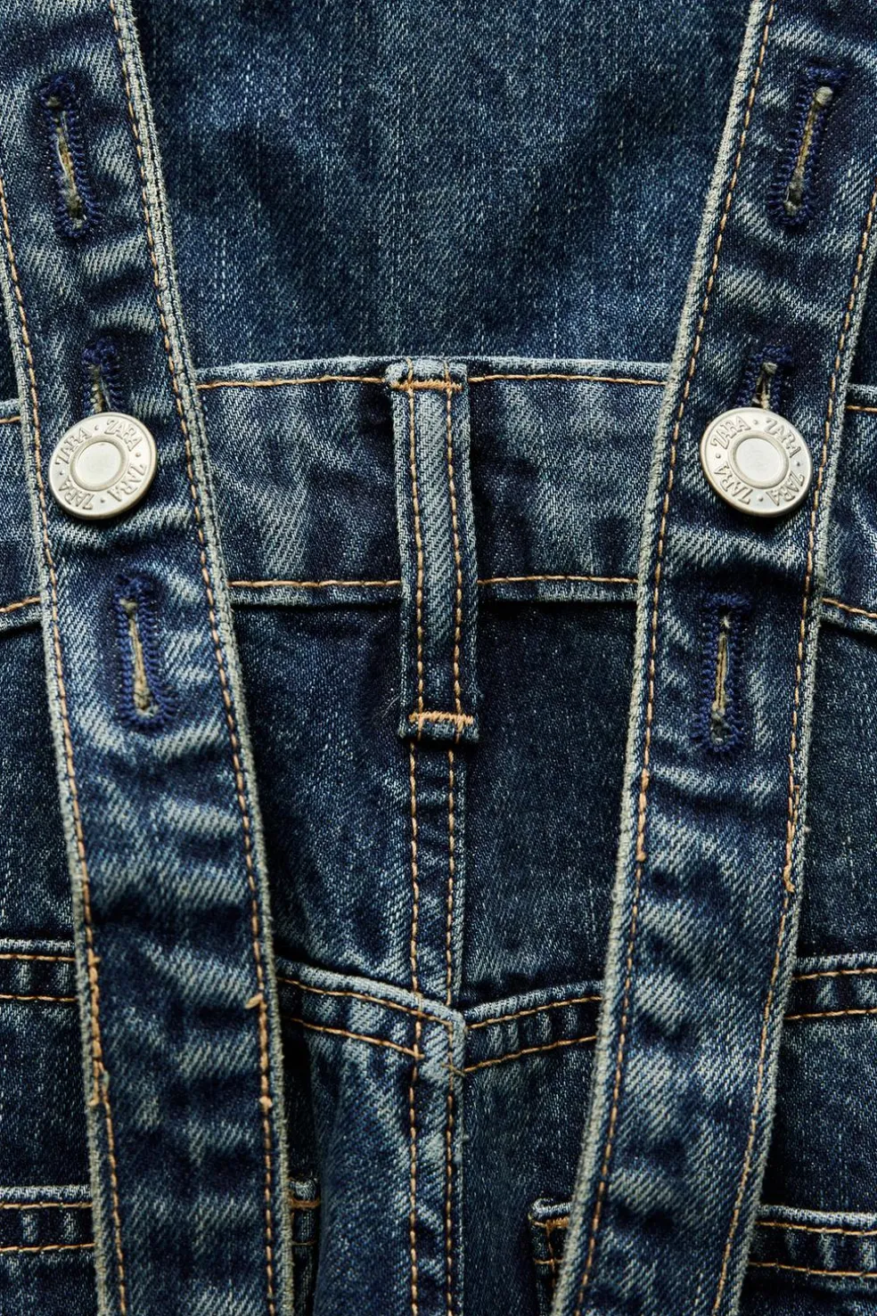 ZARA Vestidos^MACACÃO COMPRIDO DENIM TRF BAGGY Azul-marinho
