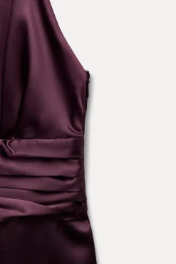 ZARA Vestidos^MACACÃO COMPRIDO HALTER COM FRANZIDO Beringela