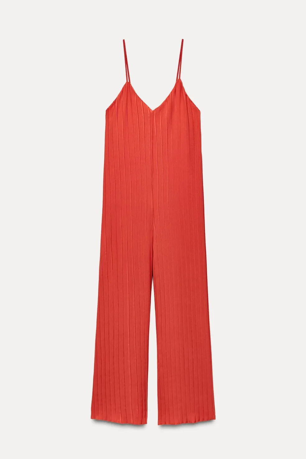 ZARA Vestidos^MACACÃO COMPRIDO PLISSADO Vermelho-claro