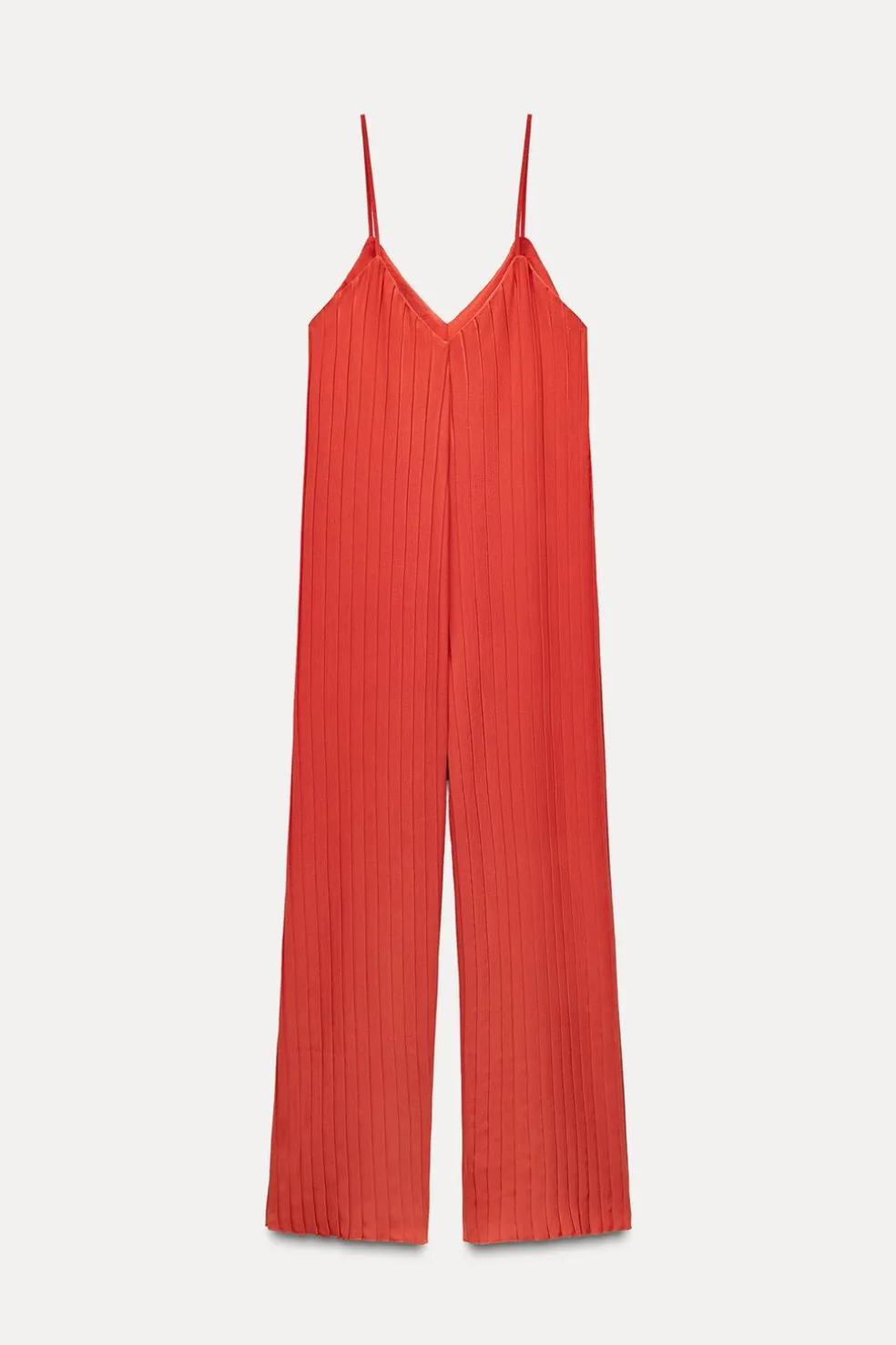 ZARA Vestidos^MACACÃO COMPRIDO PLISSADO Vermelho-claro