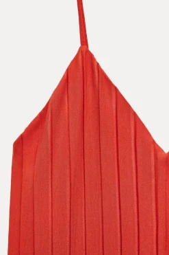 ZARA Vestidos^MACACÃO COMPRIDO PLISSADO Vermelho-claro