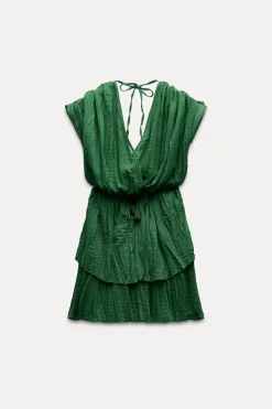 ZARA Vestidos^MACACÃO CURTO EFEITO ENRUGADO Verde-escuro