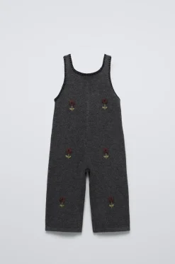 MACACÃO DE MALHA FLORES BORDADAS-ZARA Online