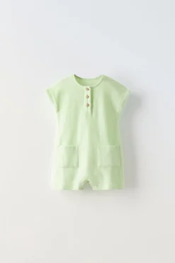 MACACÃO TERRYCLOTH COM DECOTE DE BOTÕES-ZARA Outlet