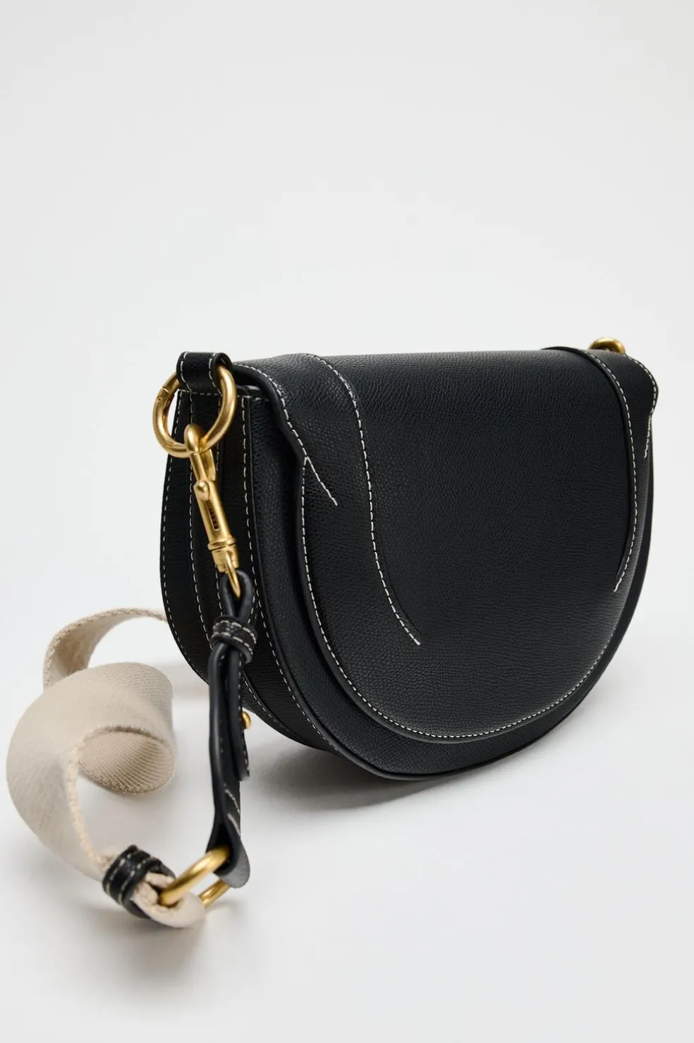 ZARA Malas^MALA A TIRACOLO COM PESPONTO EM CONTRASTE Preto