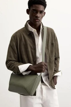 ZARA Pele|Malas / Mochilas^MALA A TIRACOLO EM PELE M - EDIÇÃO LIMITADA Verde-caqui