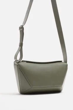 ZARA Pele|Malas / Mochilas^MALA A TIRACOLO EM PELE M - EDIÇÃO LIMITADA Verde-caqui