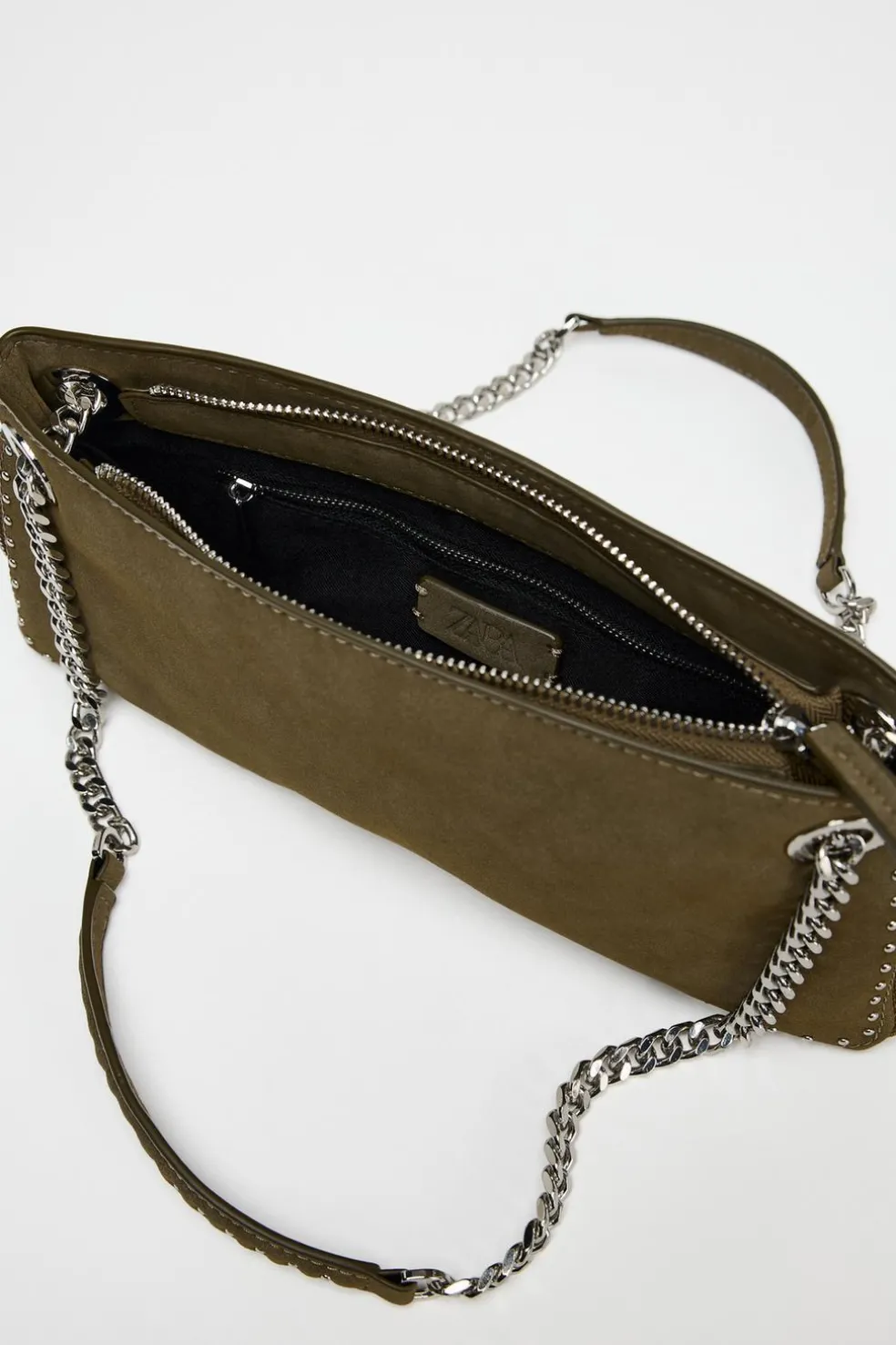 ZARA Malas^MALA COMPRIDA COM TACHAS Cinzento-toupeira