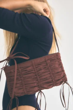 ZARA Malas^MALA DE OMBRO COM FRANZIDOS Vermelho-bordeaux