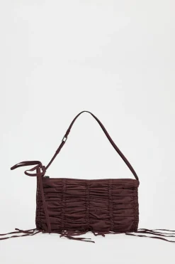 ZARA Malas^MALA DE OMBRO COM FRANZIDOS Vermelho-bordeaux