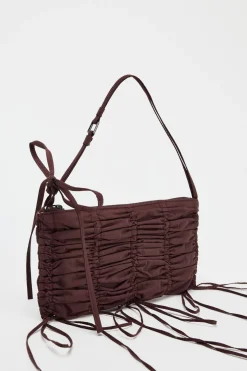 ZARA Malas^MALA DE OMBRO COM FRANZIDOS Vermelho-bordeaux